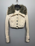 Le Chateau Wool Knit Fur Lined Cropped Cardigan