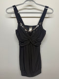 Black Sequin Twisted Tank