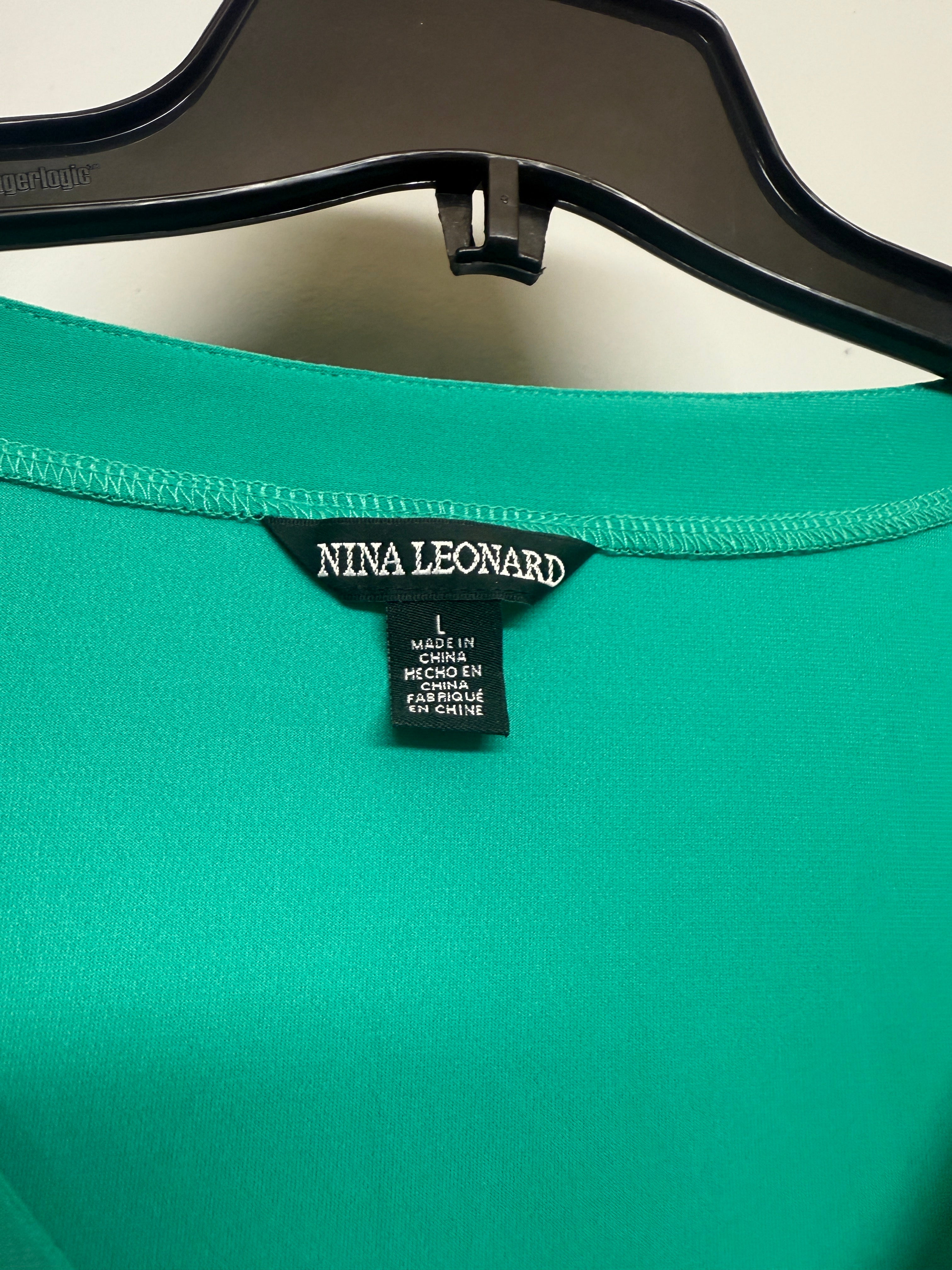 Nina Leonard Green Rhinestone Shirt