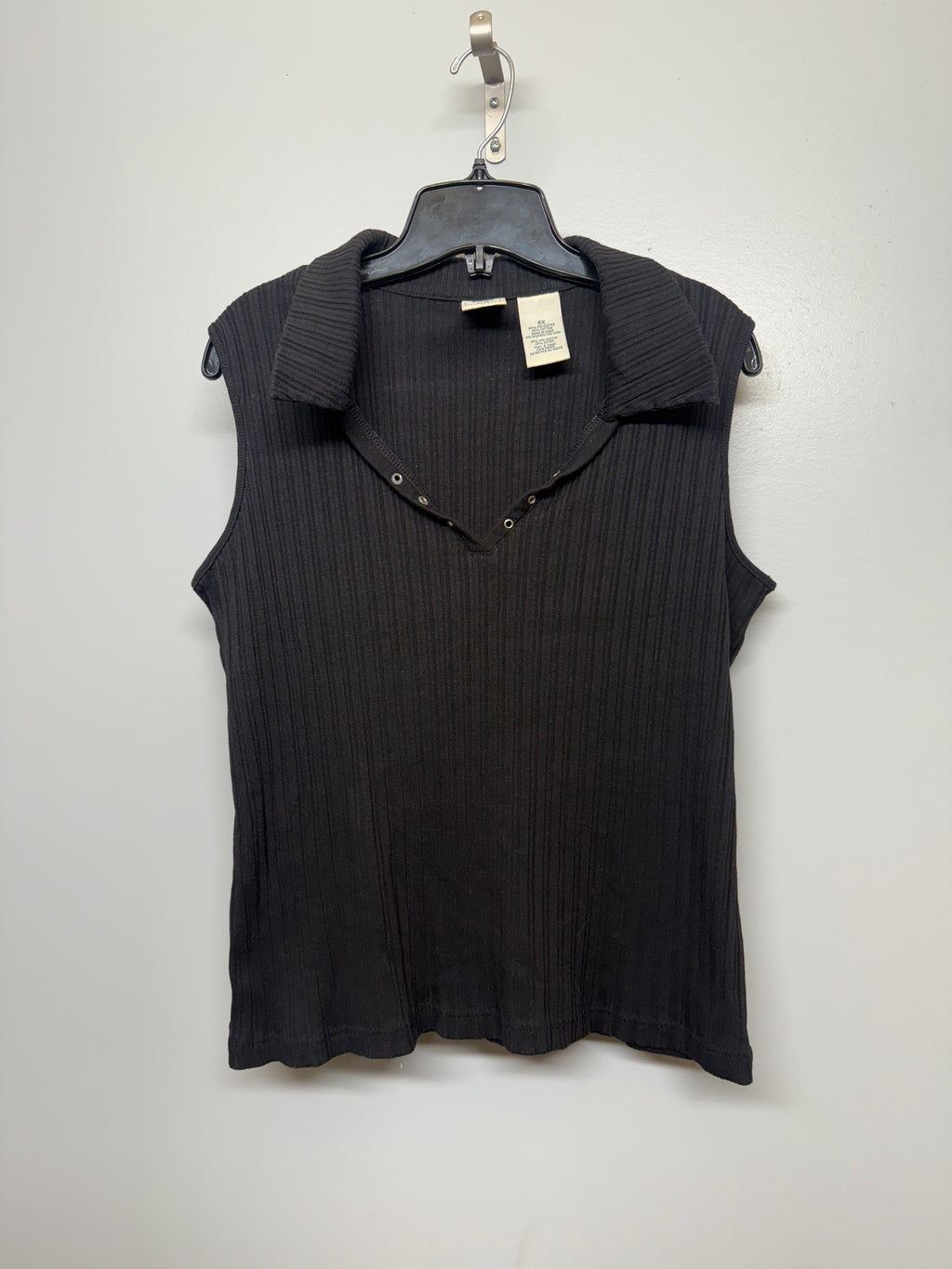 725 Sleeveless Ribbed Eyelet Black Shirt SIZE 4X