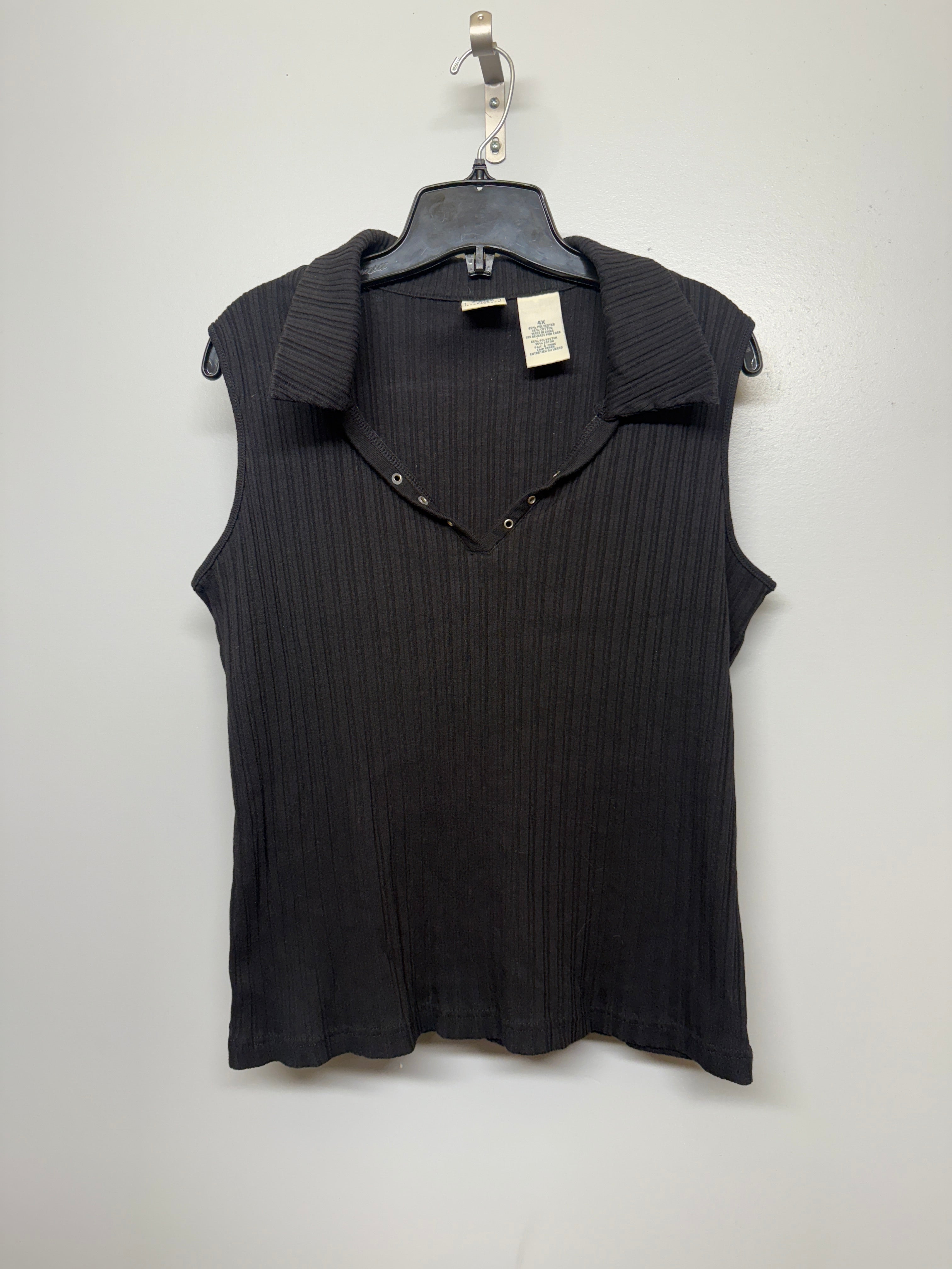 725 Sleeveless Ribbed Eyelet Black Shirt SIZE 4X