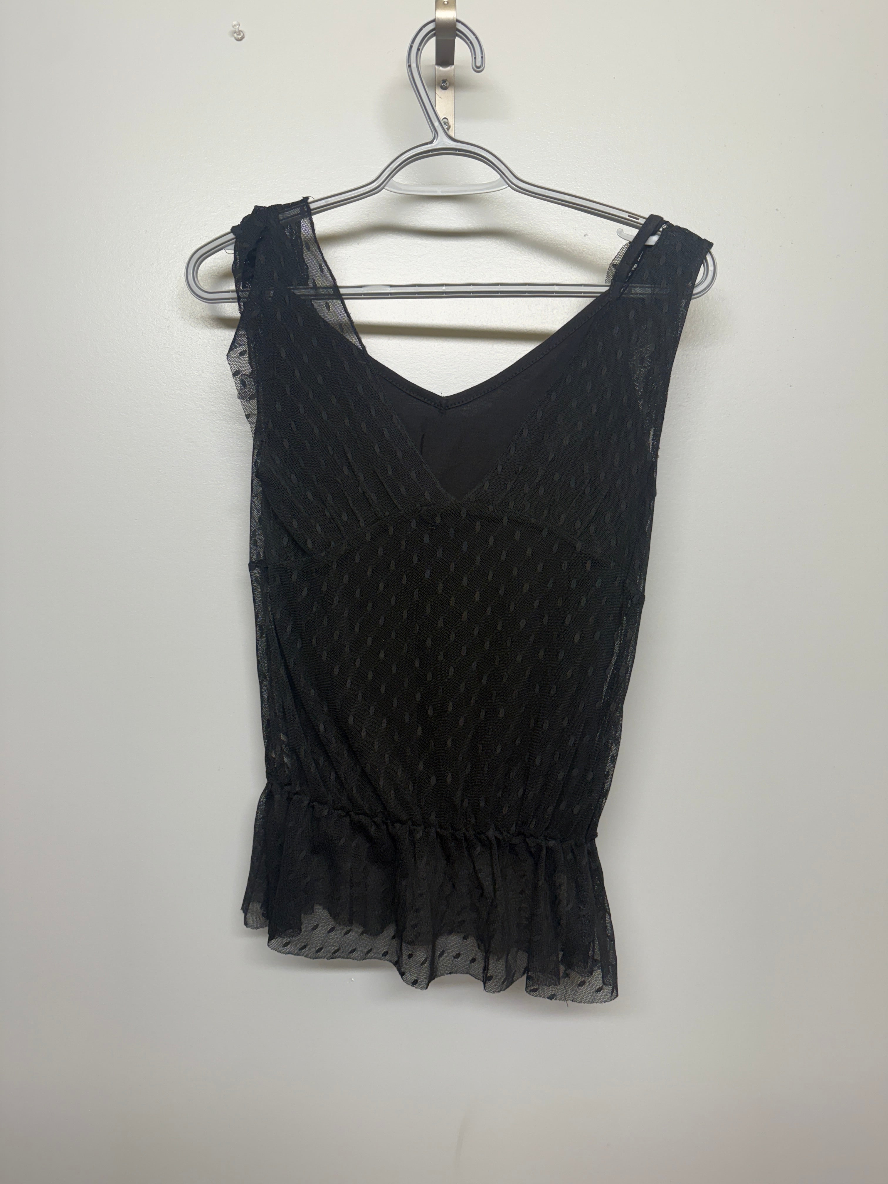Black Tank with Attached Lace Overshirt