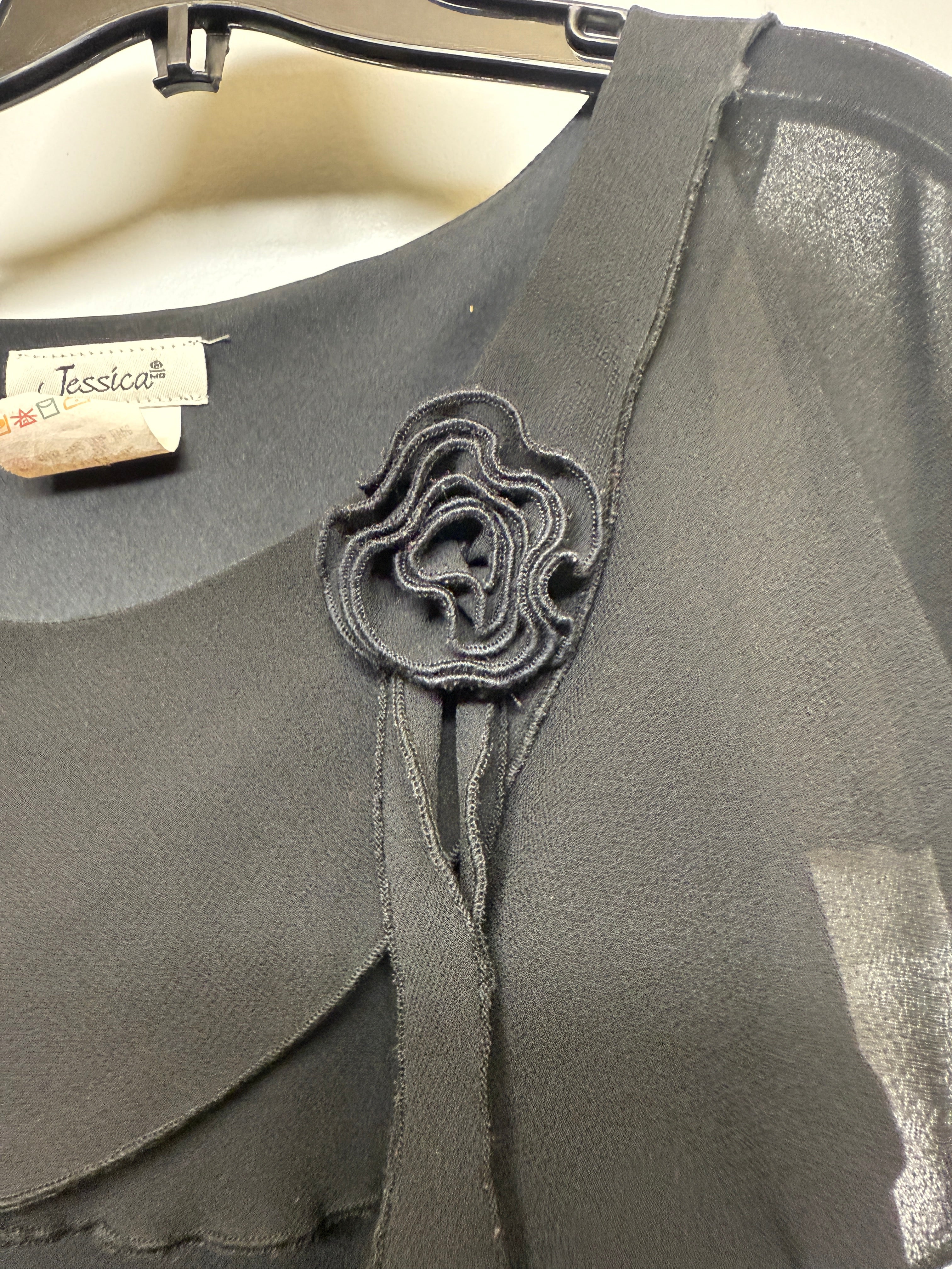 Vintage Jessica Black Floral Layered Shirt