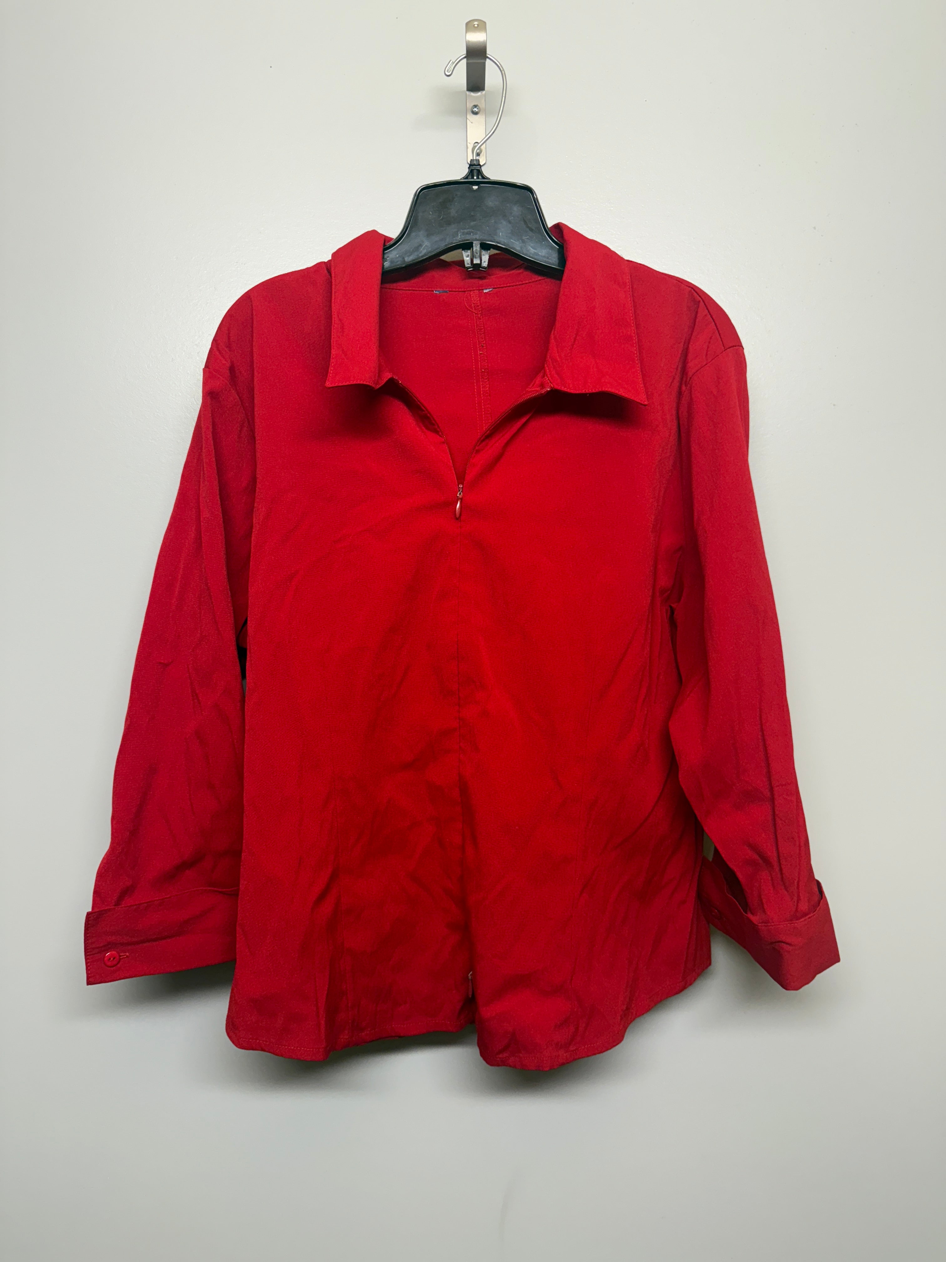 Red Collared Zippered Shirt