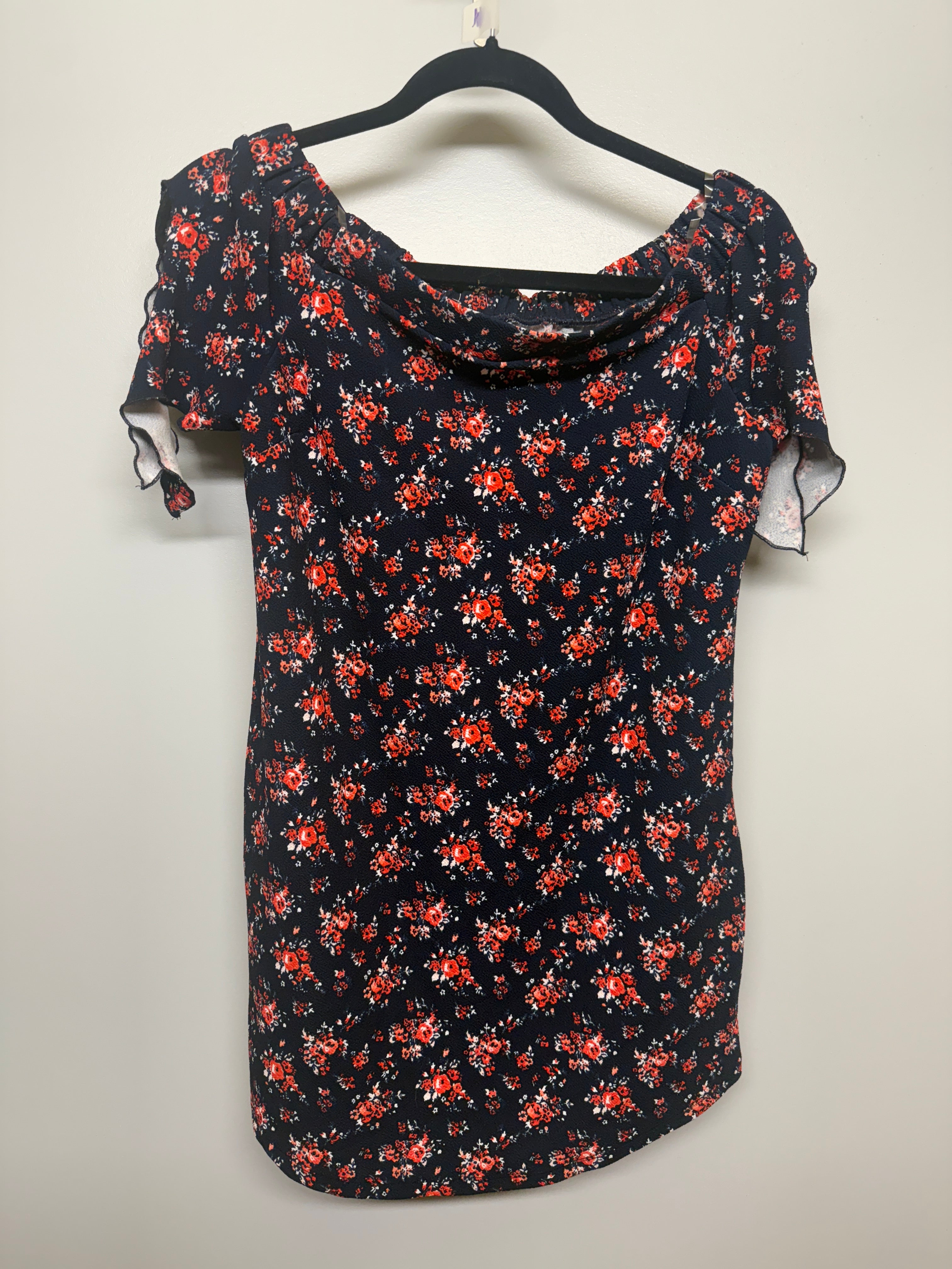 Floral Patterned Flutter Sleeve Top