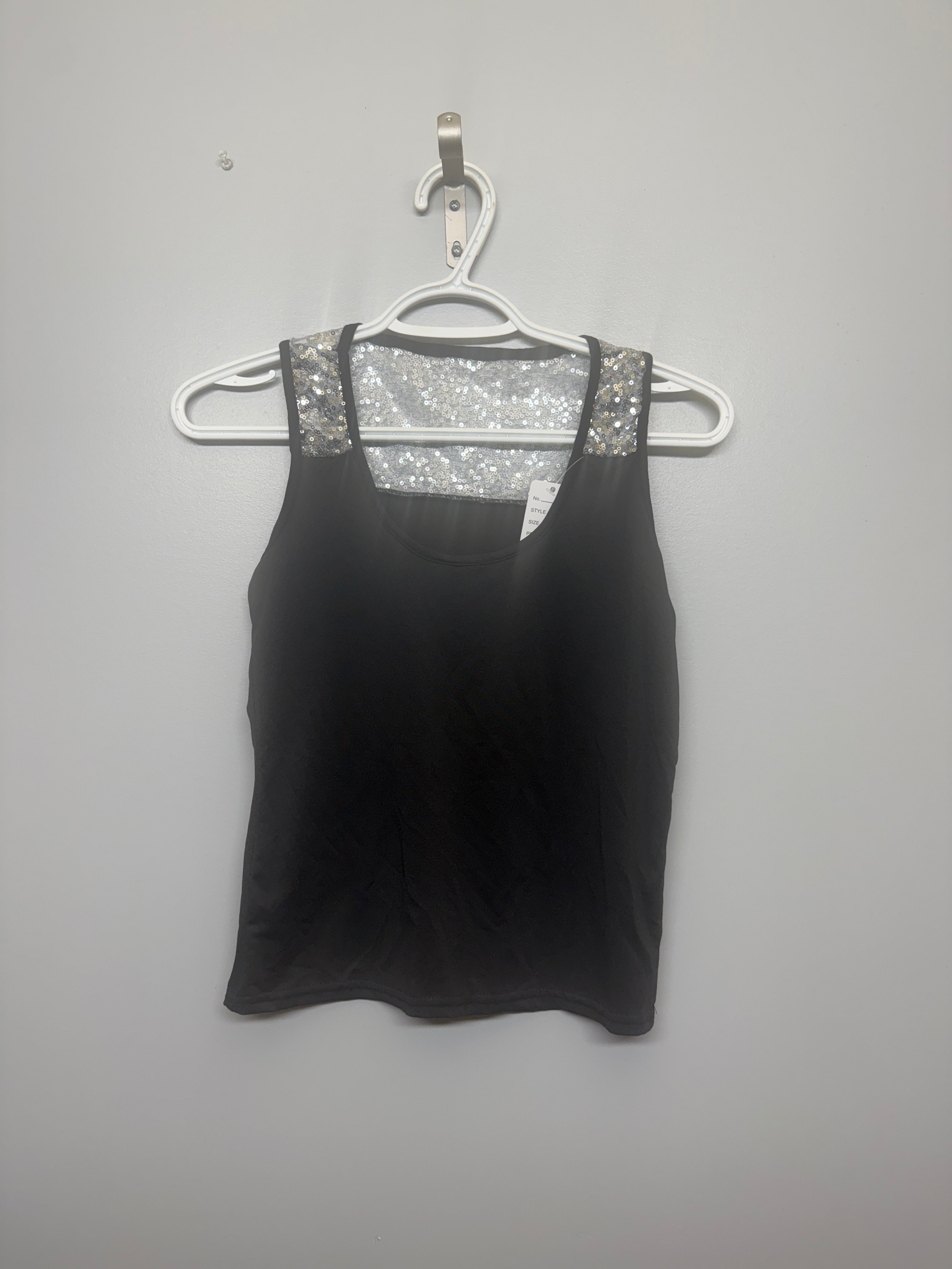 Black Sequin Sleeveless Shirt