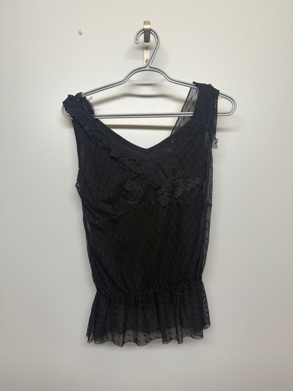 Black Tank with Attached Lace Overshirt