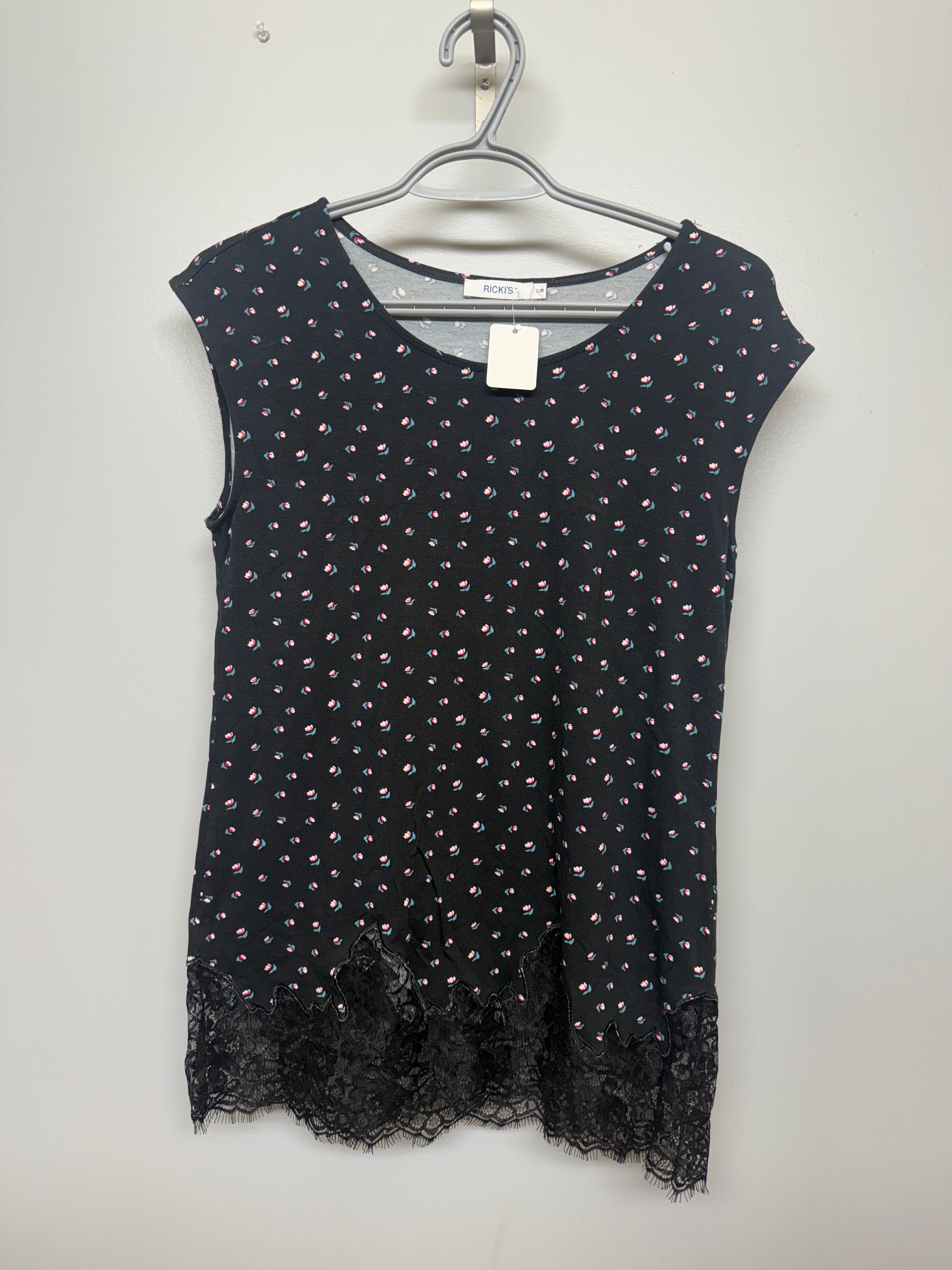 Floral Print Black Lace Shirt