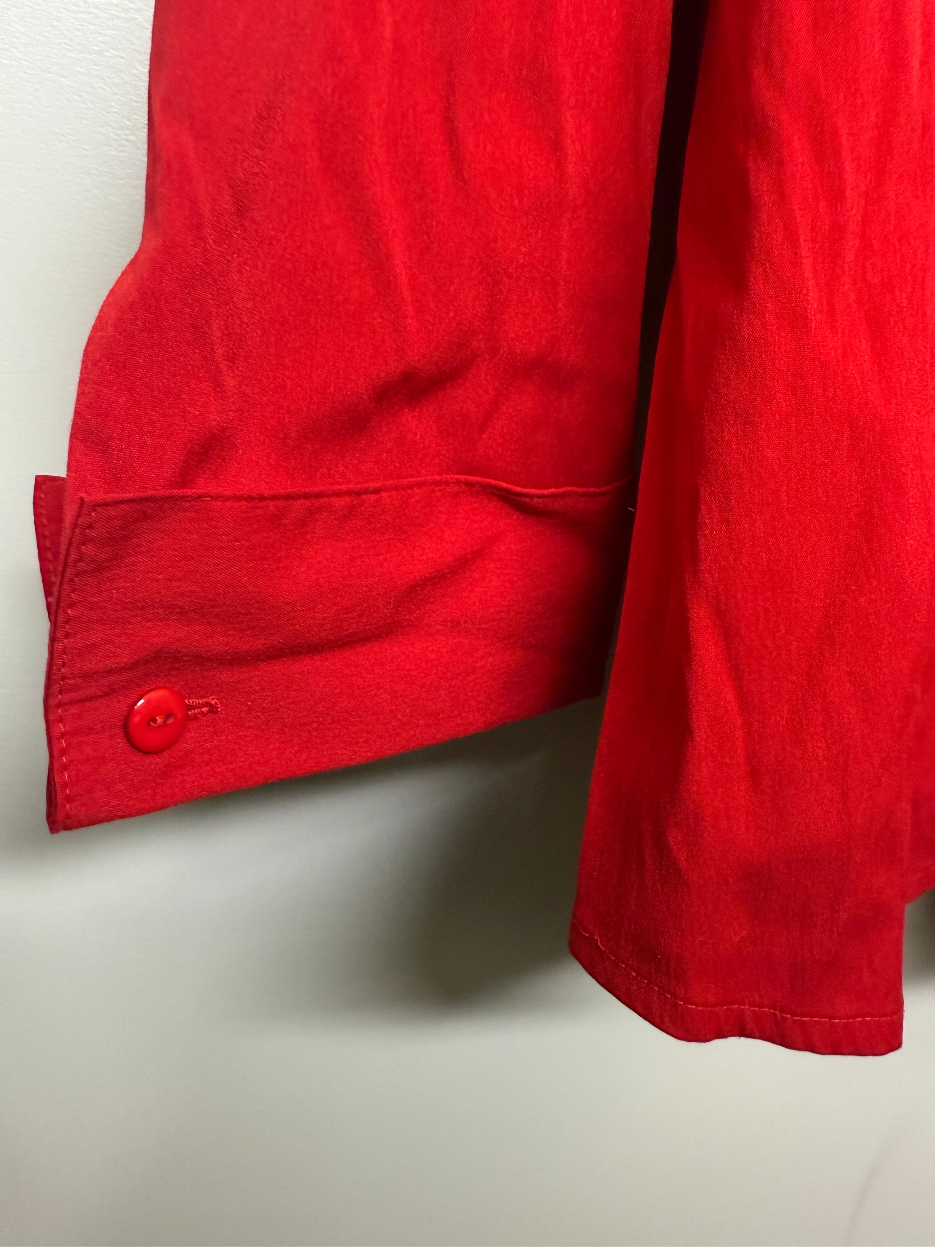 Red Collared Zippered Shirt