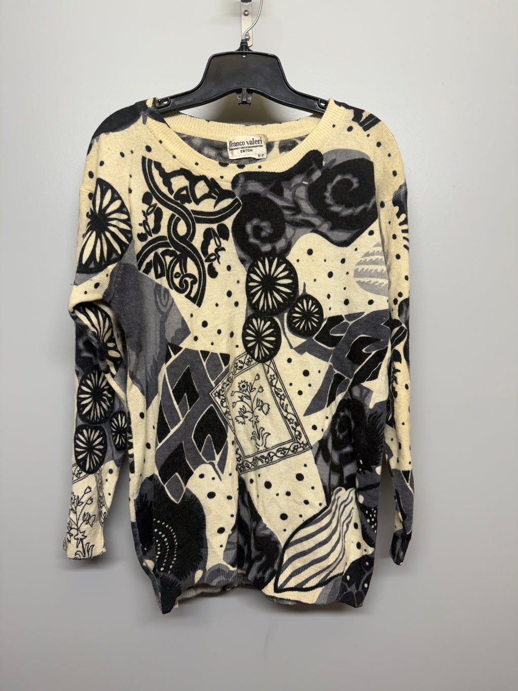 Vintage Franco Valeri Wool Blend Long Sleeve Pattern Shirt