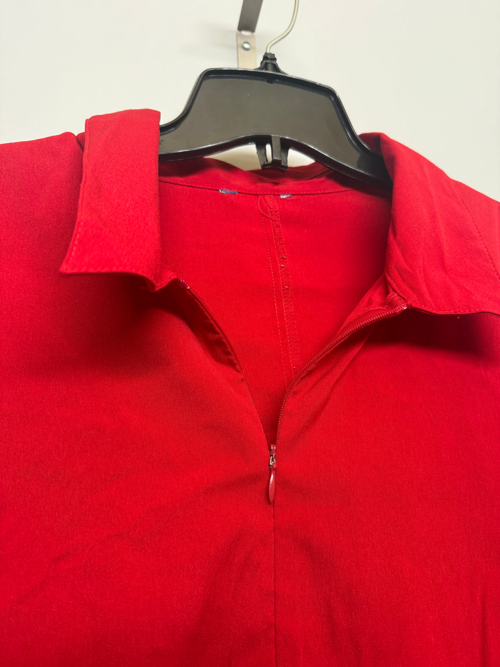 Red Collared Zippered Shirt