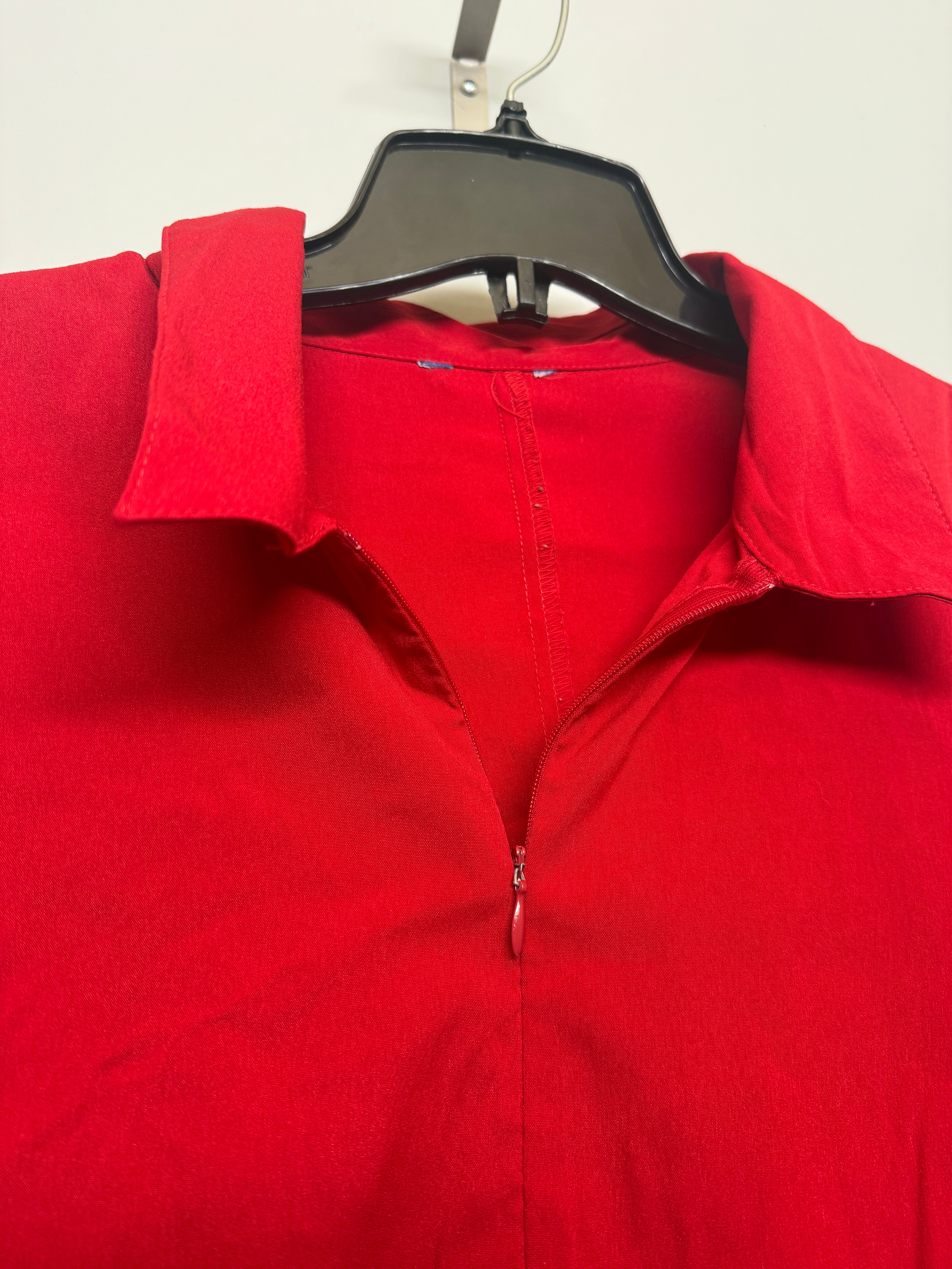 Red Collared Zippered Shirt
