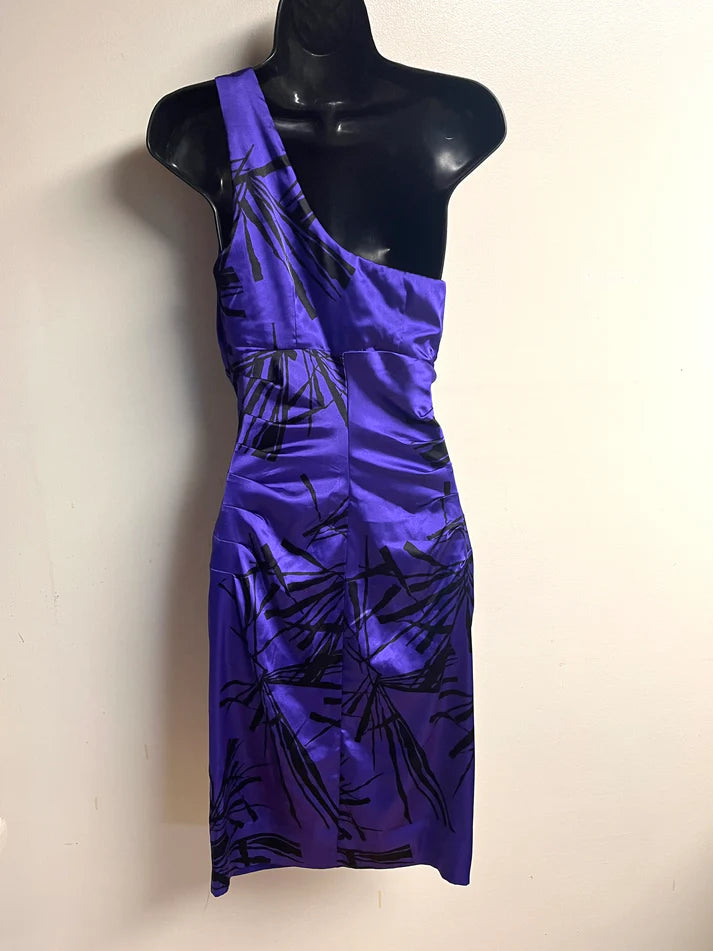 Purple Rhinestone One Shoulder Le Chateau Dress